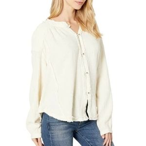 We The Free Frayed Moving Mountains Button Down Top